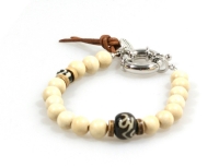 Heaven Eleven - heren kralen armband -  Wit met Tibetaanse kraal 8mm