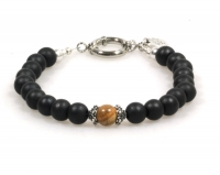 Heaven Eleven - heren kralen armband -  Zwart hout met Jaspis 8mm