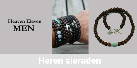 Heren armband  leer met turkoois en wit FITS ALL