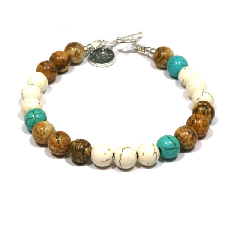 Heren kralenarmband -   edelsteen color 8mm - RVS sluiting