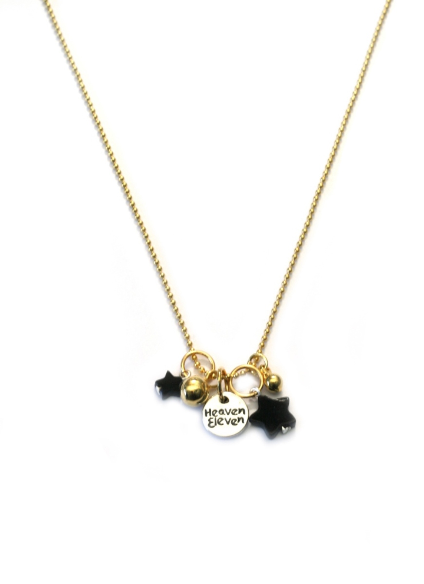 Heaven Eleven dames Ketting ballchain goudkleurig plating - zwart sterren