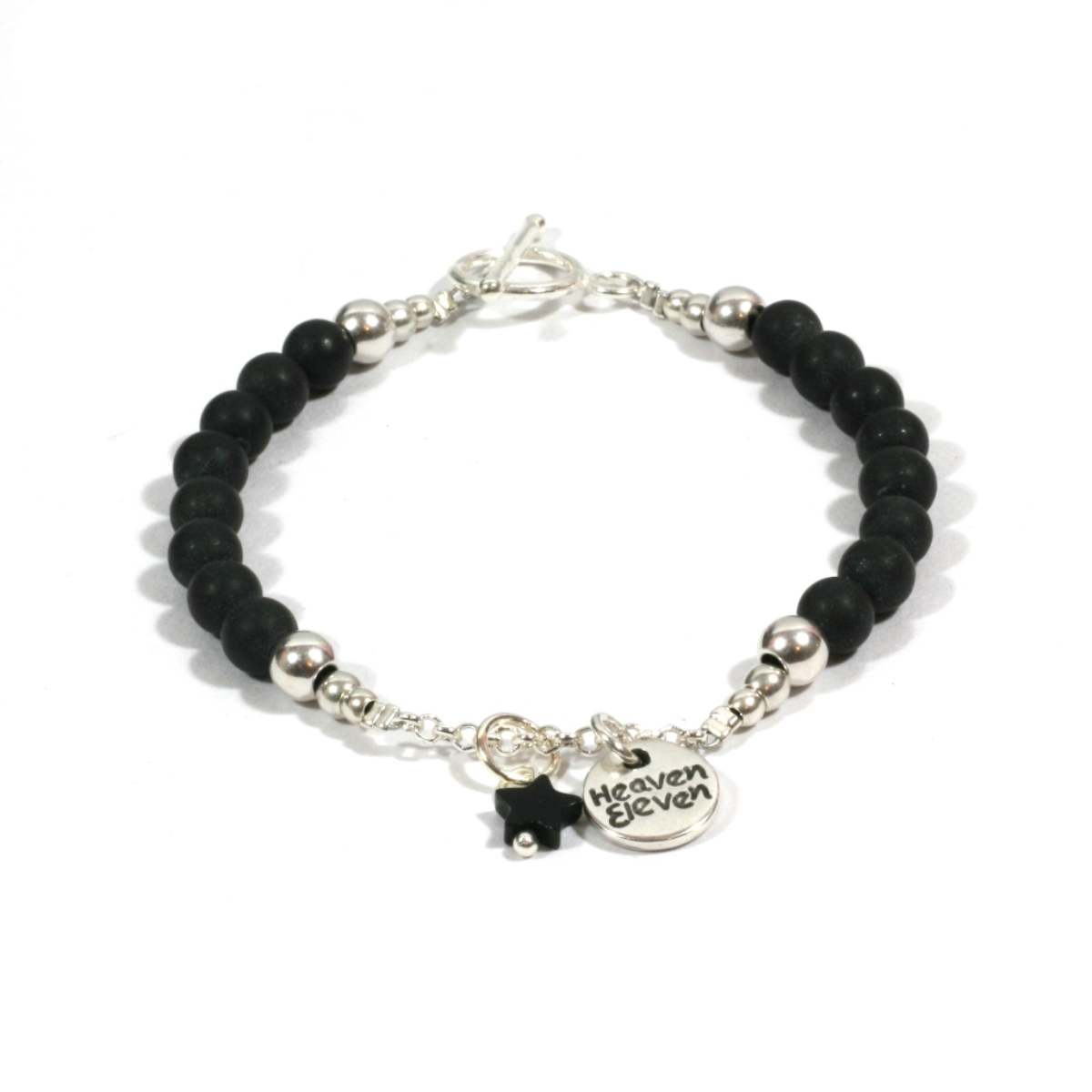 Heaven Eleven dames Armband  onyx matte - zwart ster
