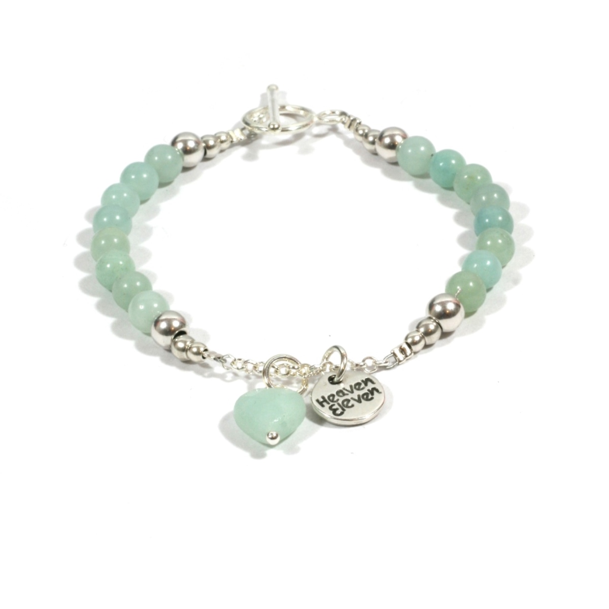 Heaven Eleven dames Armband  amazoniet - hart