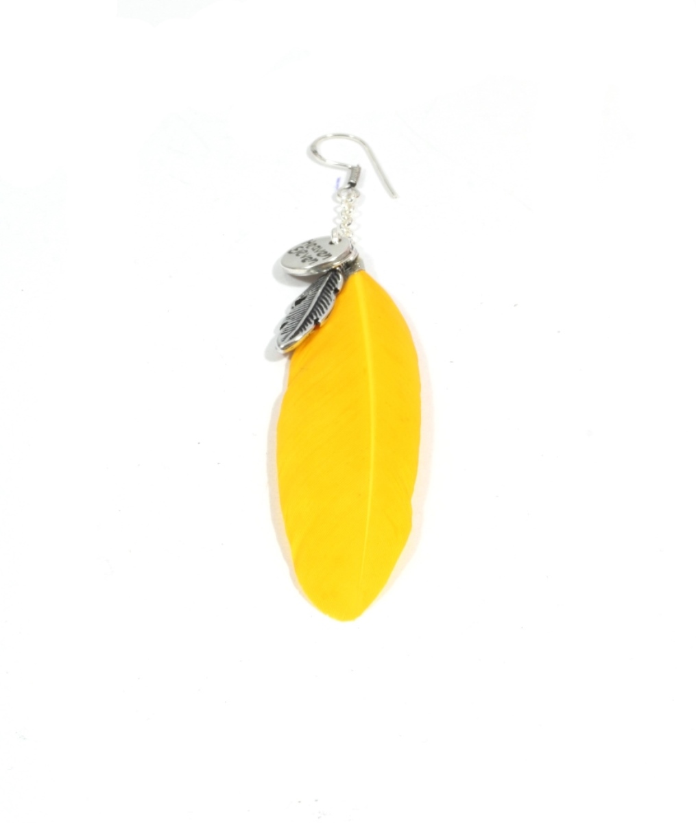 Heaven Eleven dames Oorbel  met veer yellow