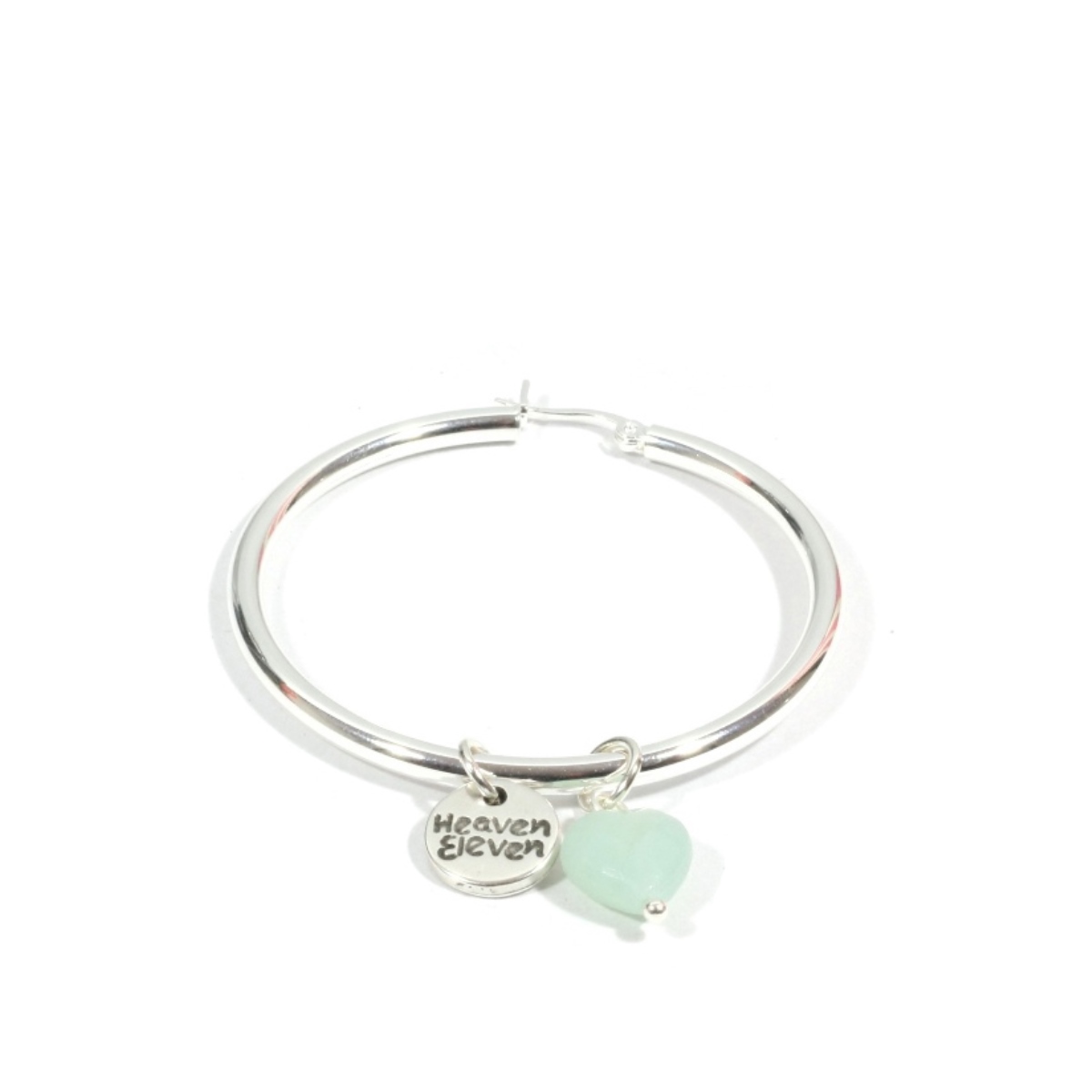 Heaven Eleven - dames oorbel - Ibiza -  creool 925 sterling zilver met Amazoniet hart