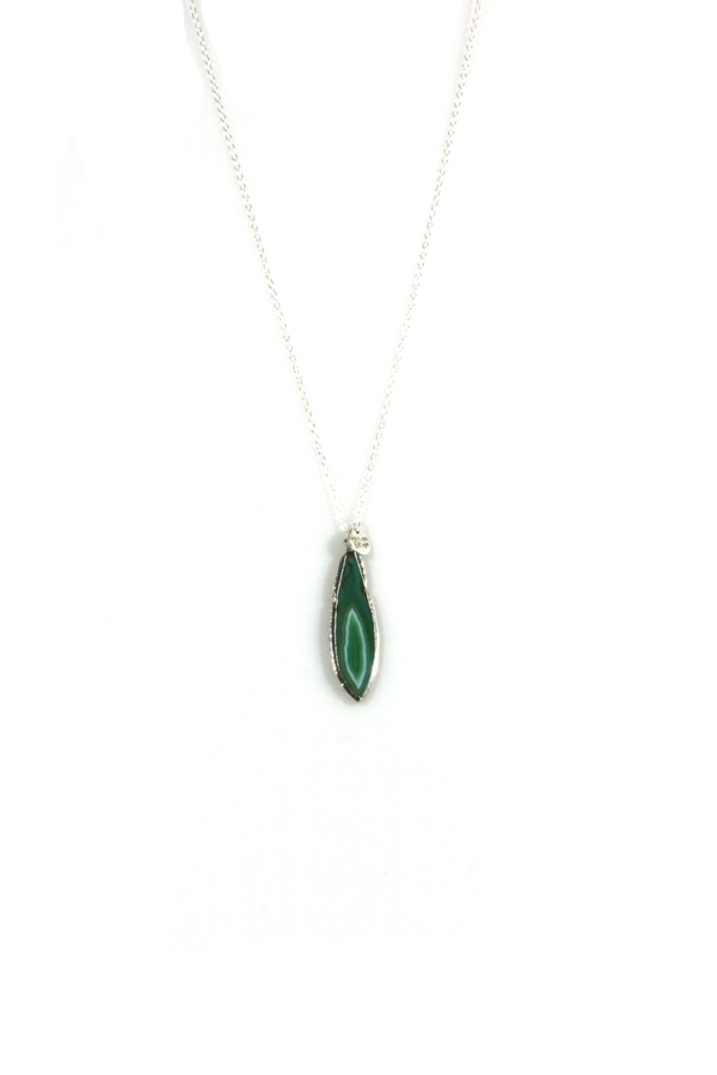Heaven Eleven - dames ketting - Fijne jasseron ketting met groene agaat