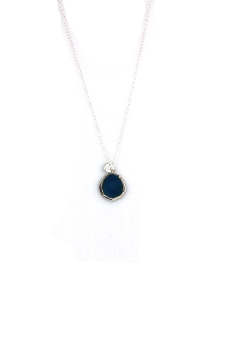 Heaven Eleven - dames ketting - Jasseron met blauwe agaat steen