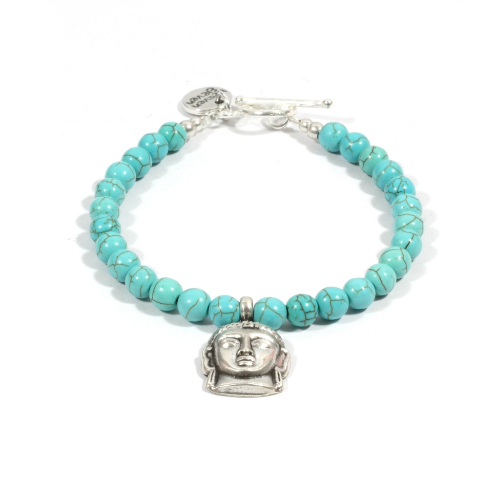 Heaven Eleven - dames armband -  Turquoise met sterling zilver buddha