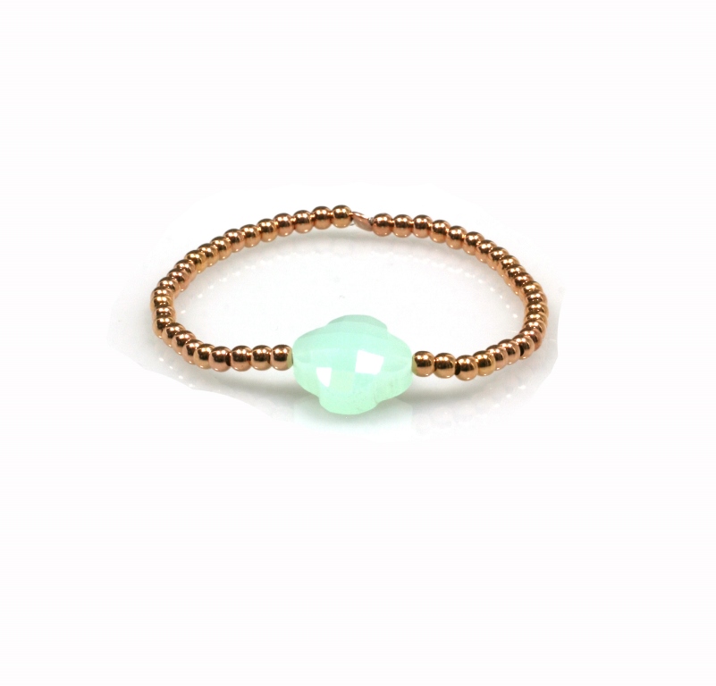 dames armband Rosegoud verguld met mintgroene bloem 3mm