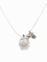 Dames ketting sterling zilver met een bergkristal schedel