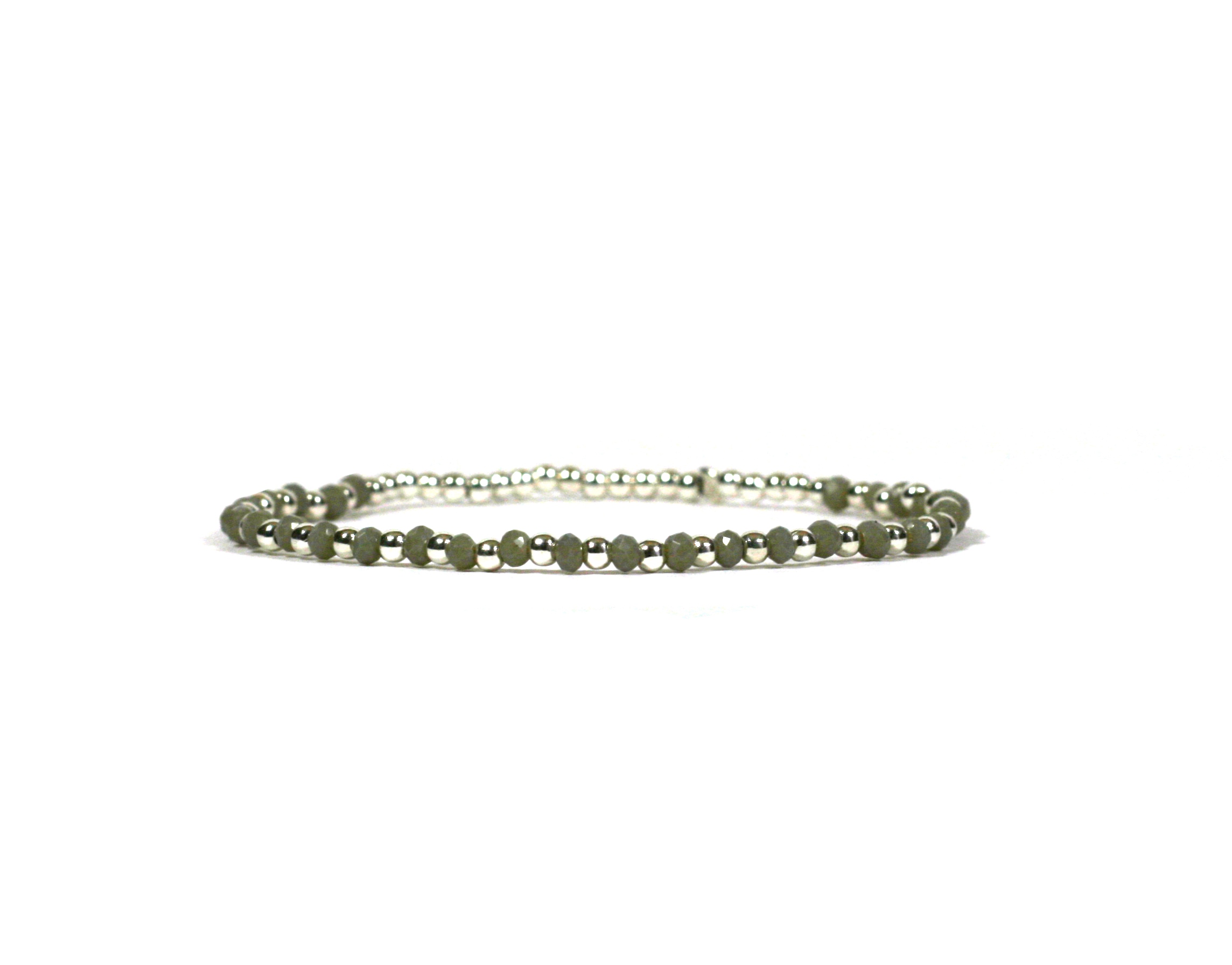 Chique - 925 Sterling zilver dames armband - grijs stenen
