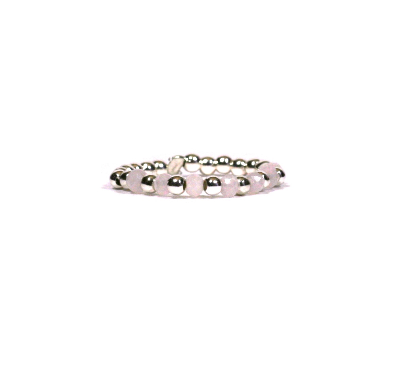 Chique - ring 925 sterling zilver - roze stenen - one size