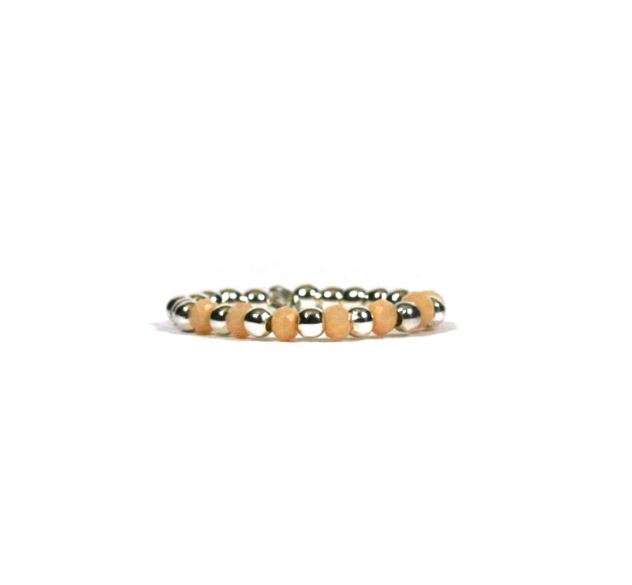 Chique - ring 925 sterling zilver - peach stenen - one size fits all