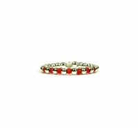Dames ring 925 sterling zilver - rode stenen - one size fits all