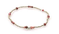 dames armband zilver 1mm - kleur roze - diamant steen
