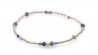 Dames armband zilver 925 1mm - kleur blauw - diamant steen