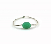 dames armband zilver met groene ovale steen 2mm