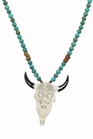 Heaven Eleven - dames ketting - turqouise met handgesneden bull
