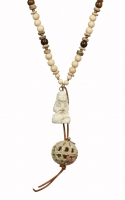 Heaven Eleven - dames ketting - naturelkleurige houten met handgesneden monnik