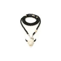 Dames ketting - Edelsteen matte onyx - bull van handgemaakt hertegewei - 80c