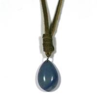 Heren ketting leer veter bruin vintage - drop blauw