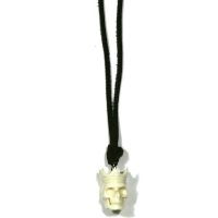 Heren ketting leer veter bruin vintage - skull kroon