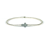 Dames armband zilver 925 - 1mm - hematiet kruis
