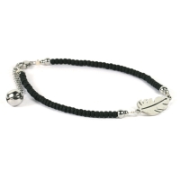 Enkelbandjes zwart glaskralen 1mm - verstelbaar 21cm - 25 cm - tbe42