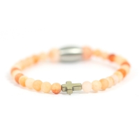 Kinderarmband aventurien oranje 4mm hematiet kruis - Ibizamen KIDS