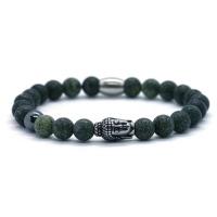 Heren armband - groen agaat 8mm - buddha RVS