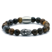 Kinderarmband tijgeroog 6mm- buddha RVS-Ibizamen KIDS