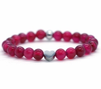 Damesarmband roze agaat edelsteen 6mm - 17,5 cm Heaven Eleven