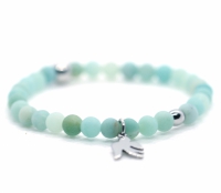 meisjes armband edelsteen mint RVS zwaluw 4mm - Heaven Eleven