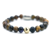 Jongens armband tijgeroog - gold lava 6mm - IbizaMen KIDS